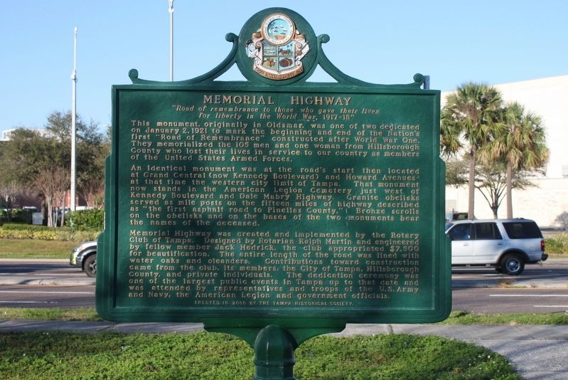 Memorial Highway Marker image. Click for full size.