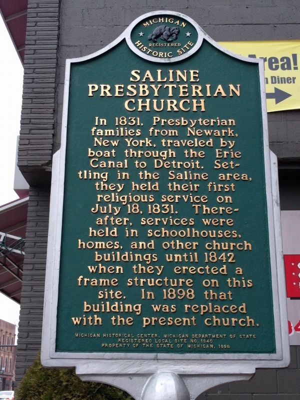 Saline Presbyterian Church Marker image. Click for full size.