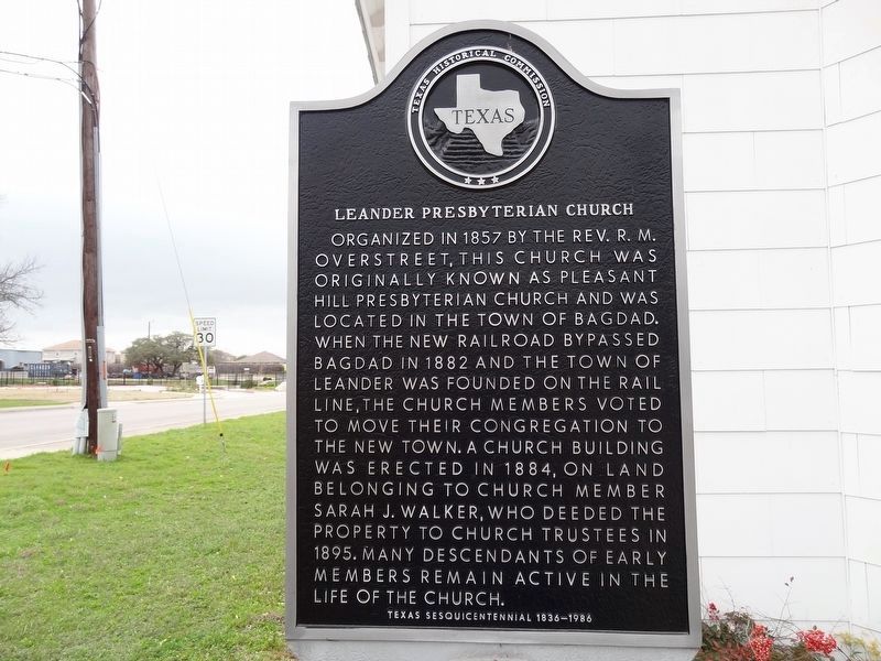 Leander Presbyterian Church Marker. Click for full size. Leander Presbyterian Church Marker image. Click for full size.