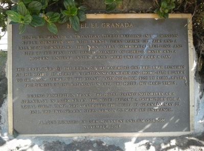 Hotel El Granada Marker image. Click for full size.