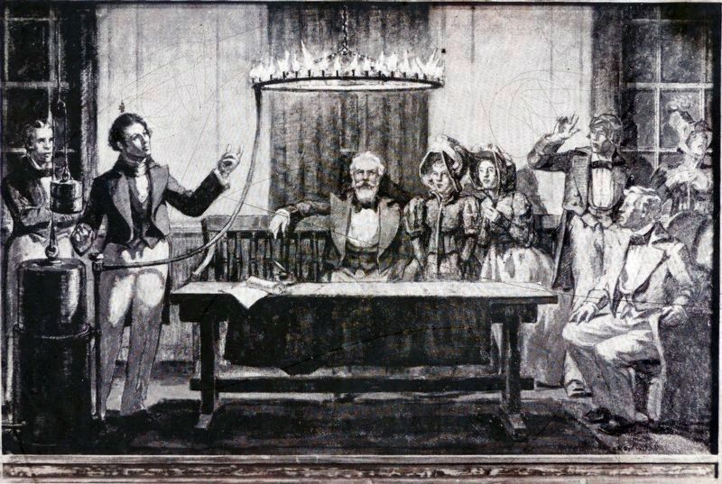 Peale's demonstration of Gas Lighting - 1833 by Robert McGill Mackall. Click for full size. Peale's demonstration of Gas Lighting - 1833 by Robert McGill Mackall image. Click for full size.
