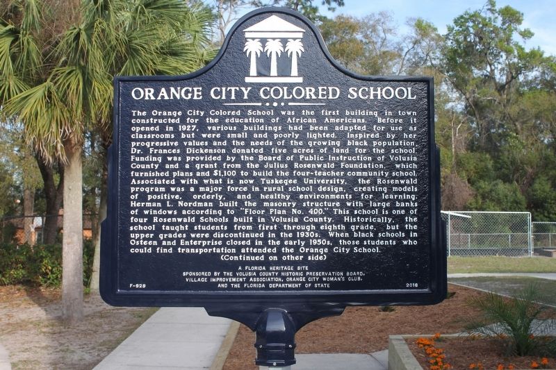 Orange City Colored School Marker Side 1 image. Click for full size.