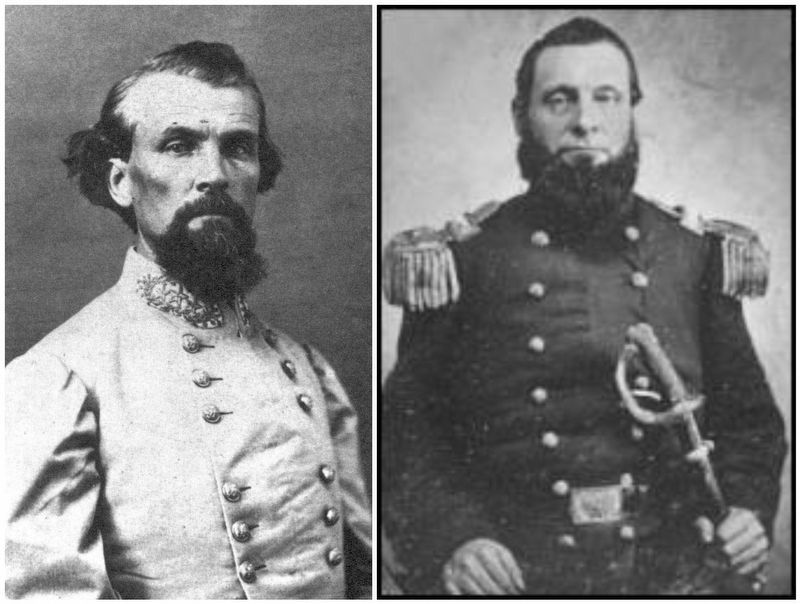 General Nathan Bedford Forrest (C.S.A.) / Colonel Abel Delos Streight (U.S.A.) image. Click for full size.