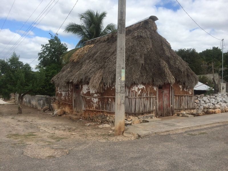 An example of modern-day Maya housing, as mentioned in the marker text.. Click for full size. An example of modern-day Maya housing, as mentioned in the marker text. image. Click for full size.