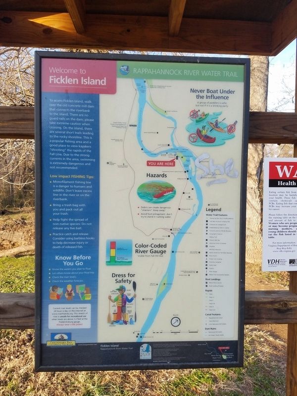The concrete mill dam provides access to Ficklen Island. Click for full size. The concrete mill dam provides access to Ficklen Island image. Click for full size.
