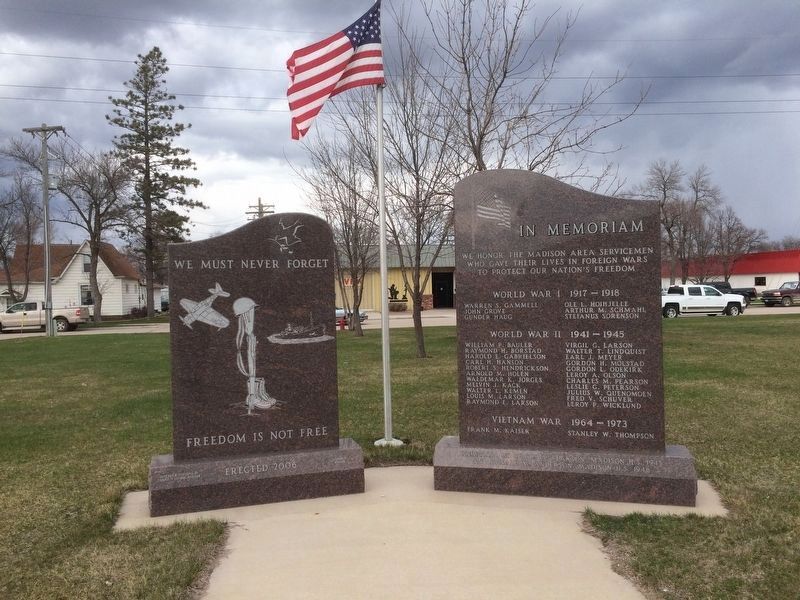 Madison Minnesota Veterans' Memorial Marker. Click for full size. Madison Minnesota Veterans' Memorial Marker image. Click for full size.