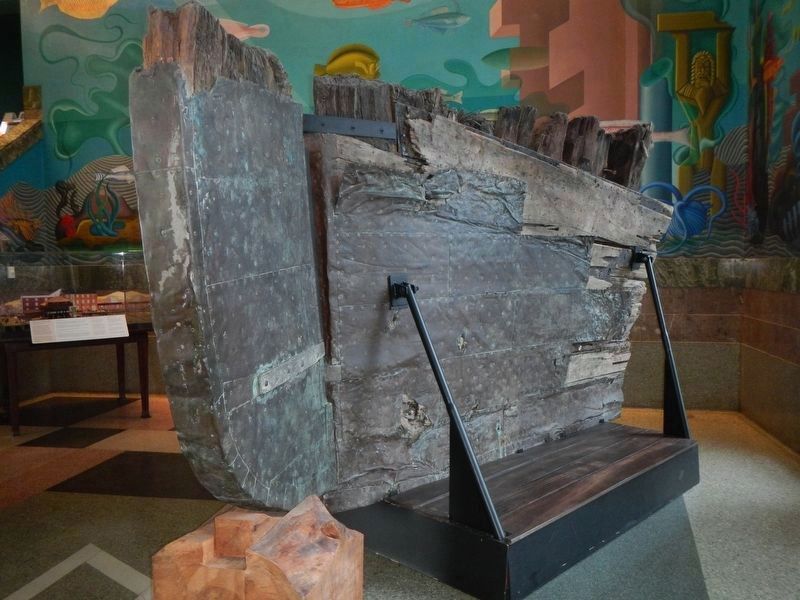 Remains of the ship Niantic's hull at the San Francisco Maritime Museum image. Click for full size.