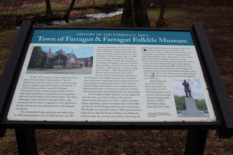 Town of Farragut & Farragut Folklife Museum Marker image. Click for full size.