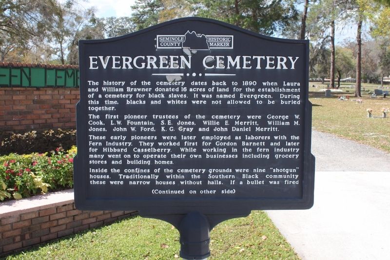 Evergreen Cemetery Marker. Click for full size. Evergreen Cemetery Marker image. Click for full size.