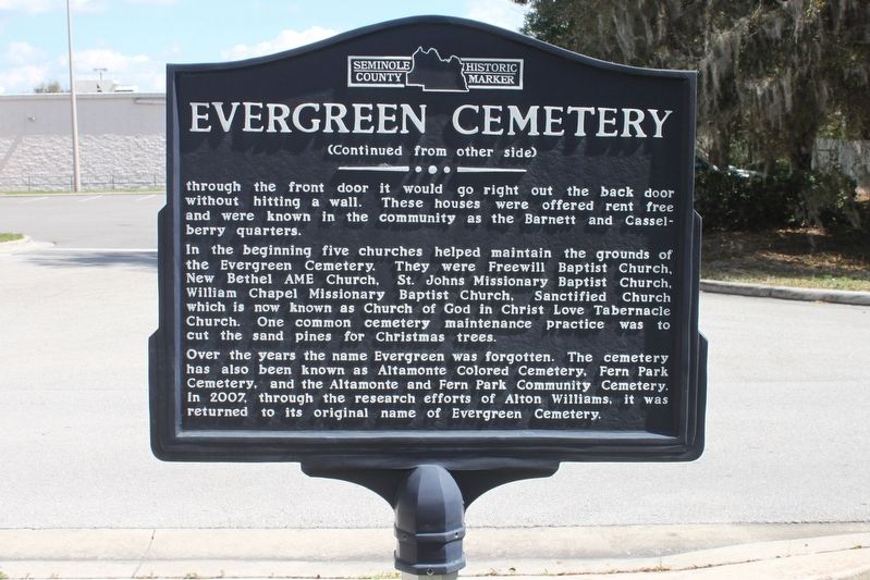 Evergreen Cemetery Marker reverse. Click for full size. Evergreen Cemetery Marker reverse image. Click for full size.