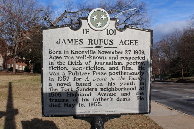 James Rufus Agee Marker. Click for full size. James Rufus Agee Marker image. Click for full size.