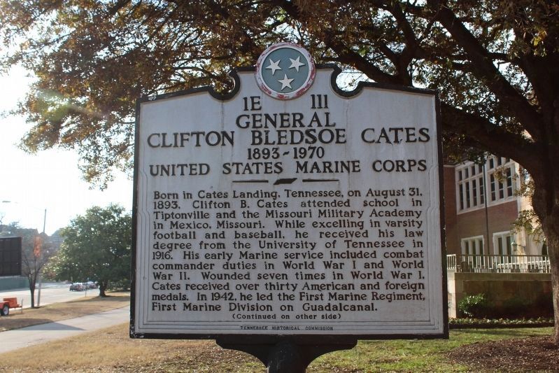 General Clifton Bledsoe Cates Marker (Side A) image. Click for full size.