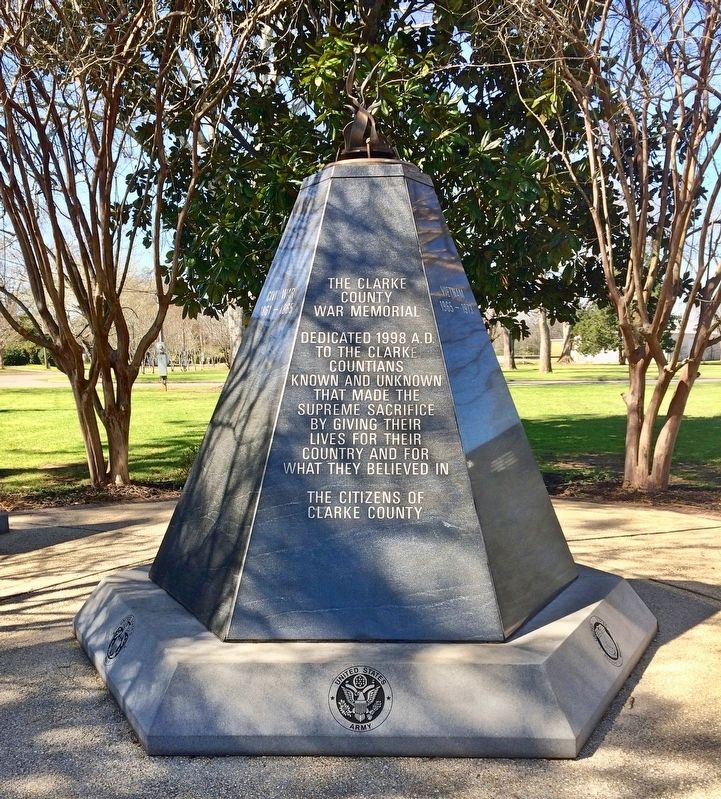 The Clarke County War Memorial Marker. Click for full size. The Clarke County War Memorial Marker image. Click for full size.