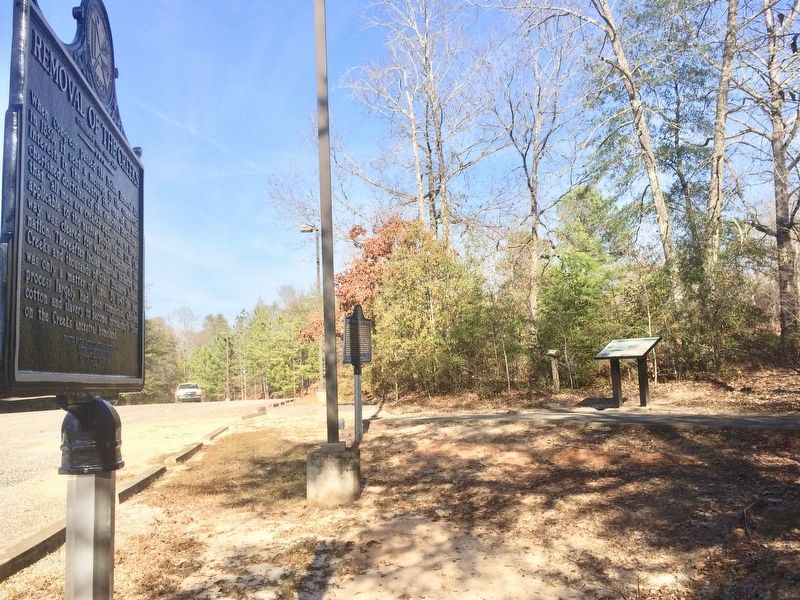 Marker in distance, near trail leading to the Chattahoochee Indian Heritage Center Monument. image. Click for full size.