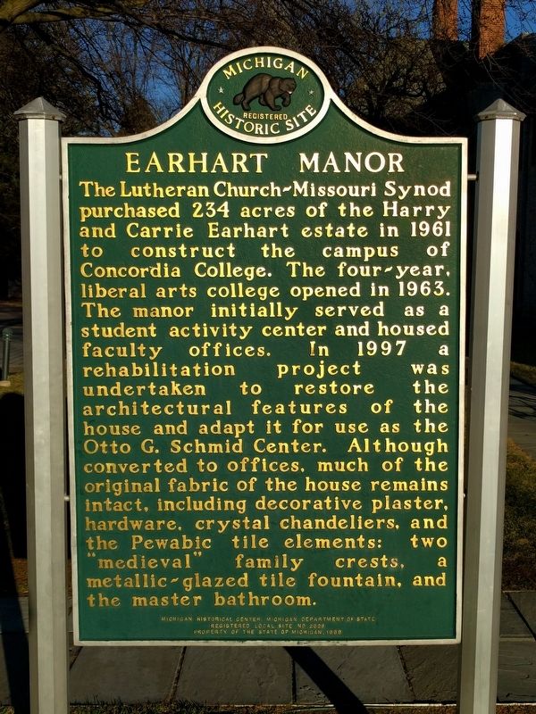 Earhart Manor Marker Reverse image. Click for full size.