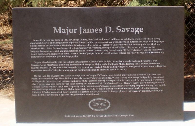 Major James D. Savage Marker. Click for full size. Major James D. Savage Marker image. Click for full size.