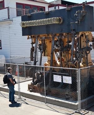 The <i>Wapama's</i> Triple-Expansion Steam Engine and Marker. Click for full size. The <i>Wapama's</i> Triple-Expansion Steam Engine and Marker image. Click for full size.