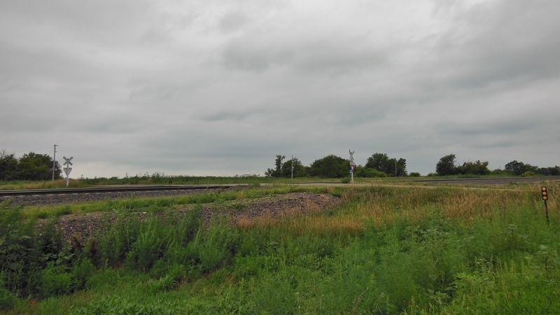 Union Pacific Railroad Tracks (<b><i>behind marker - west</b></i>). Click for full size. Union Pacific Railroad Tracks (<b><i>behind marker - west</b></i>) image. Click for full size.