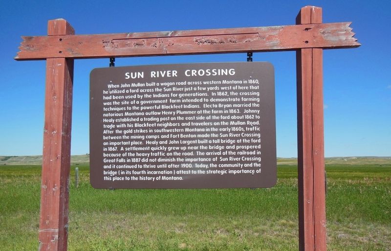 Sun River Crossing Marker (<b><i>wide view</b></i>). Click for full size. Sun River Crossing Marker (<b><i>wide view</b></i>) image. Click for full size.