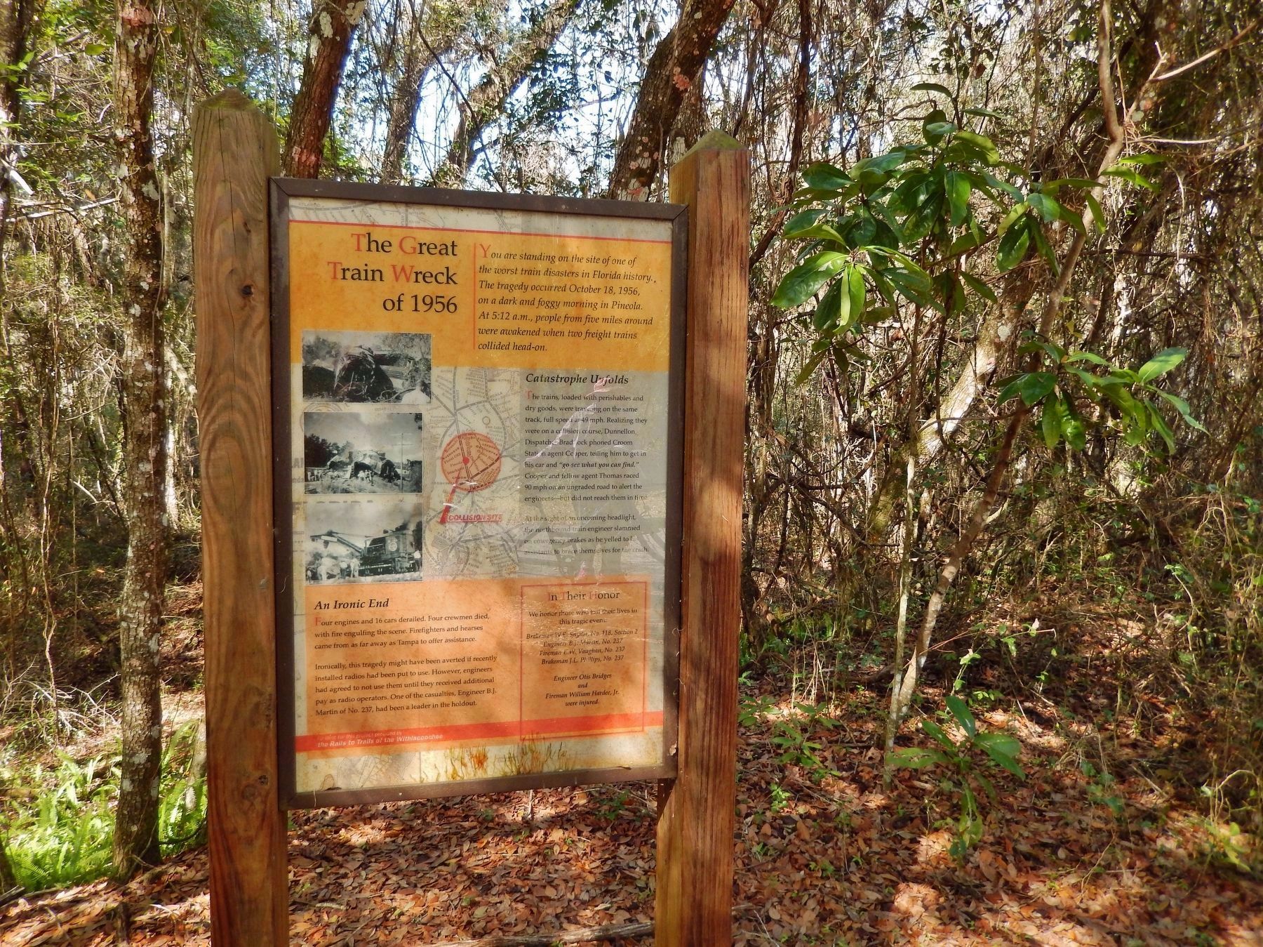 The Great Train Wreck of 1956 Marker (<b><i>wide view</b></i>) image. Click for full size.