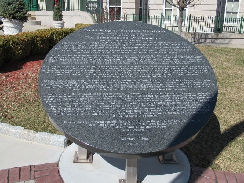 David Ruggles Freedom Courtyard Marker image. Click for full size.