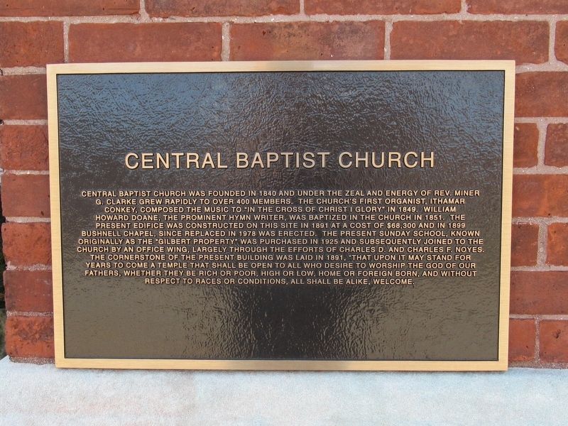 Central Baptist Church Marker image. Click for full size.