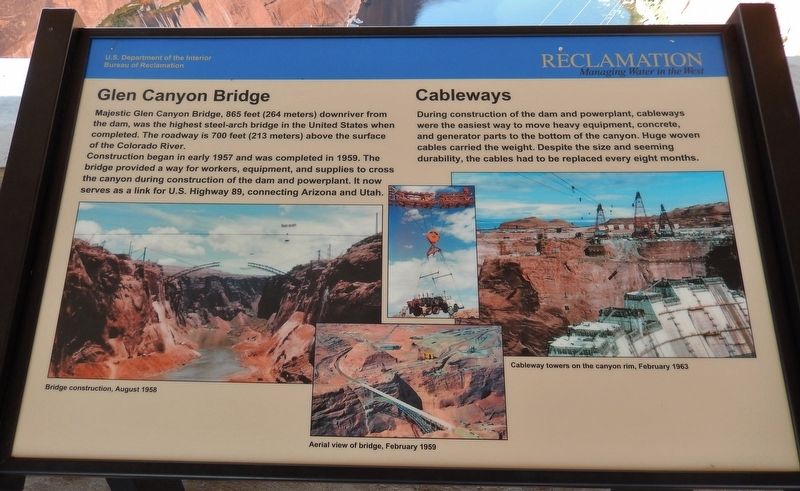 Glen Canyon Bridge / Cableways Marker image. Click for full size.
