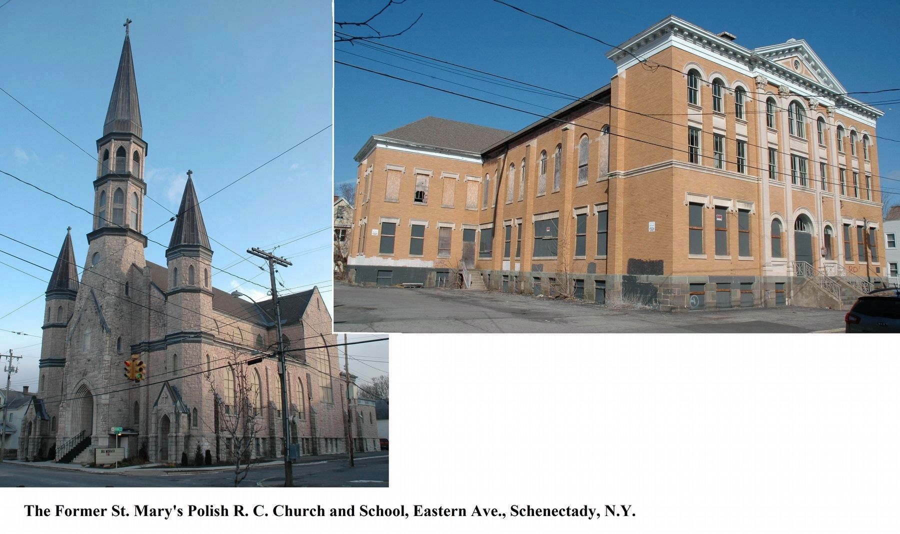 The Former St. Mary's Polish R. C. Church and School, Eastern Ave., Schenectady, N.Y. image. Click for full size.