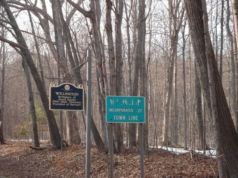 The Marker is just west of the junction of Tolland Turnpike and Nott Highway. image. Click for full size.