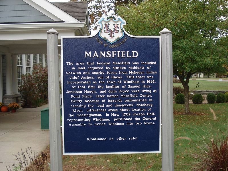 Mansfield Marker (Front) image. Click for full size.