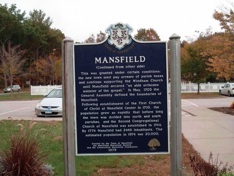 Mansfield Marker (Back) image. Click for full size.