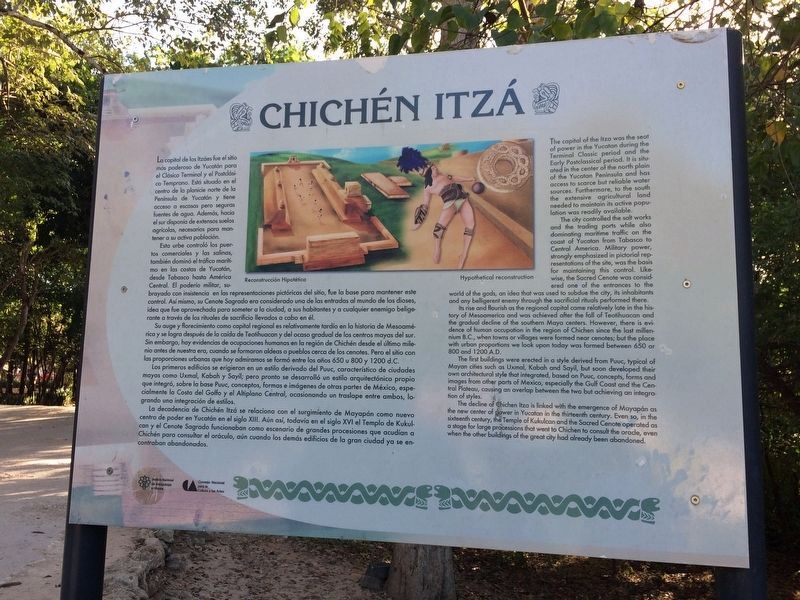 This marker near the entrance of Chichén Itzá provides an overview of the site.. Click for full size. This marker near the entrance of Chichén Itzá provides an overview of the site. image. Click for full size.