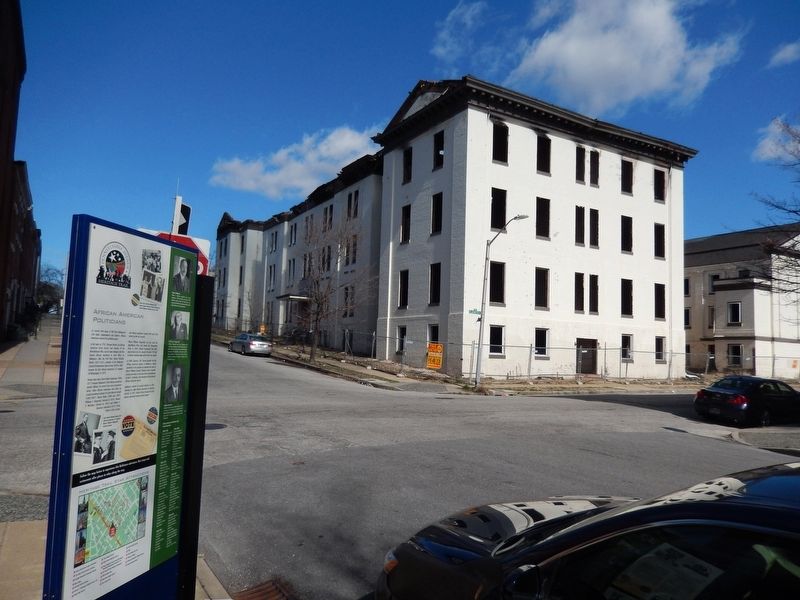African American Politicians Marker-Old Provident Hospital in the background. Click for full size. African American Politicians Marker-Old Provident Hospital in the background image. Click for full size.