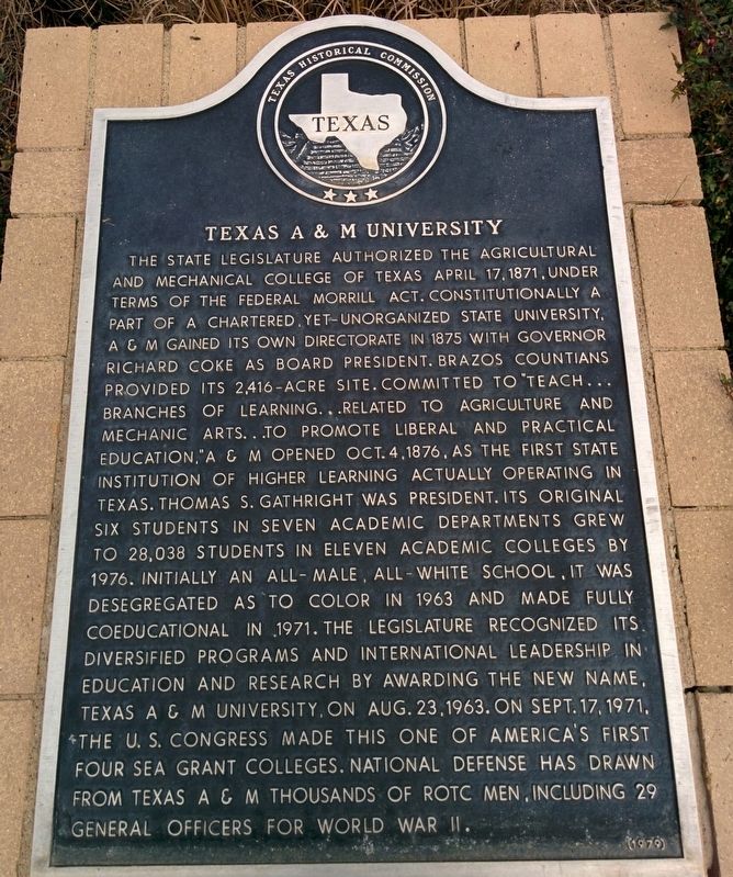 Texas A&M University Marker image. Click for full size.