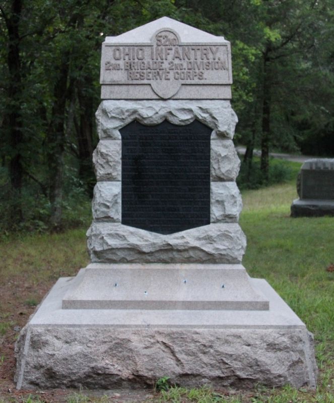 52nd Ohio Infantry Regiment Marker. Click for full size. 52nd Ohio Infantry Regiment Marker image. Click for full size.