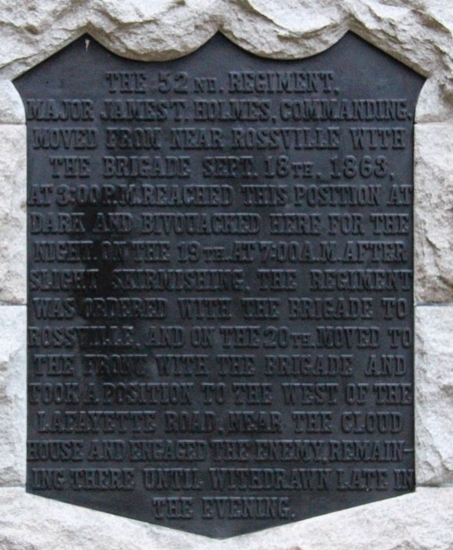 52nd Ohio Infantry Regiment Marker. Click for full size. 52nd Ohio Infantry Regiment Marker image. Click for full size.