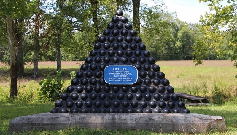 Hans C. Heg Memorial Shell Monument. Click for full size. Hans C. Heg Memorial Shell Monument image. Click for full size.