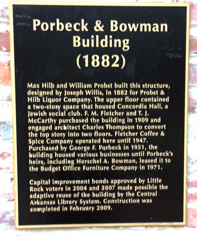 Porbeck & Bowman Building Marker image. Click for full size.