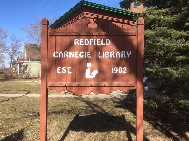 Redfield Carnegie Library Sign image. Click for full size.
