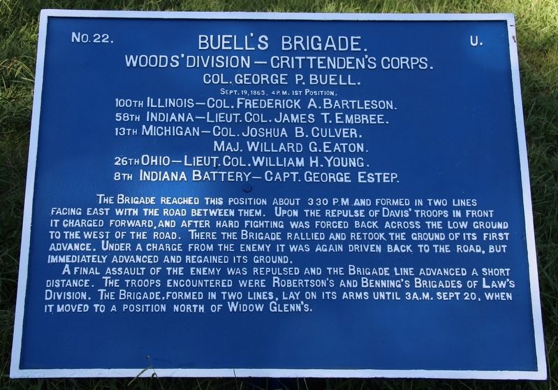 Buell's Brigade Marker image. Click for full size.