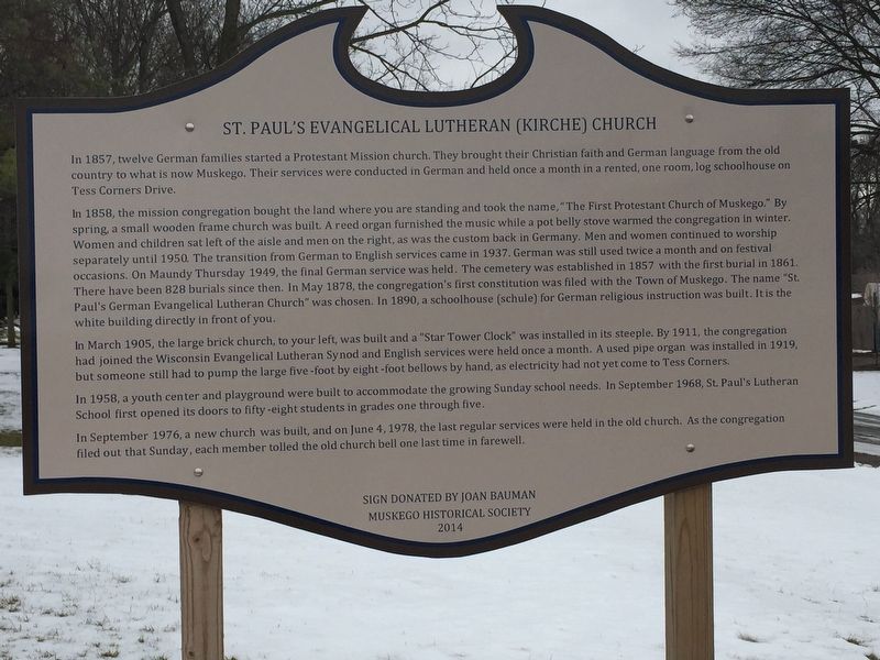 St. Paul's Evangelical Lutheran (Kirche) Church Marker image. Click for full size.