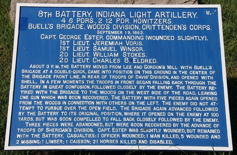 8th Indiana Battery Marker image. Click for full size.