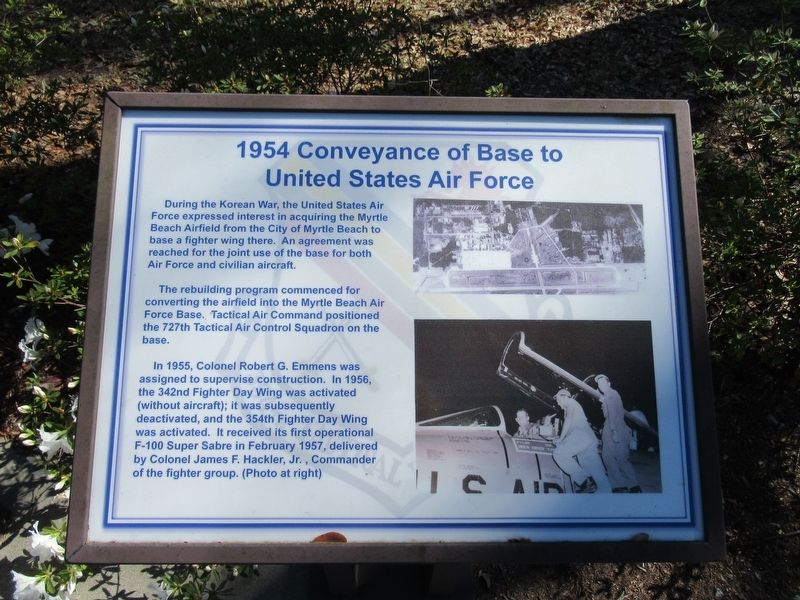 1954 Conveyance of Base to United States Air Force Marker. Click for full size. 1954 Conveyance of Base to United States Air Force Marker image. Click for full size.