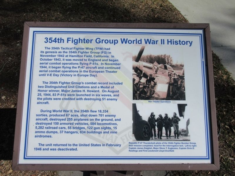 354th Fighter Group World War II History Marker image. Click for full size.