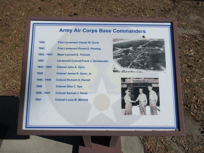 Army Air Corps Base Commanders Marker image. Click for full size.