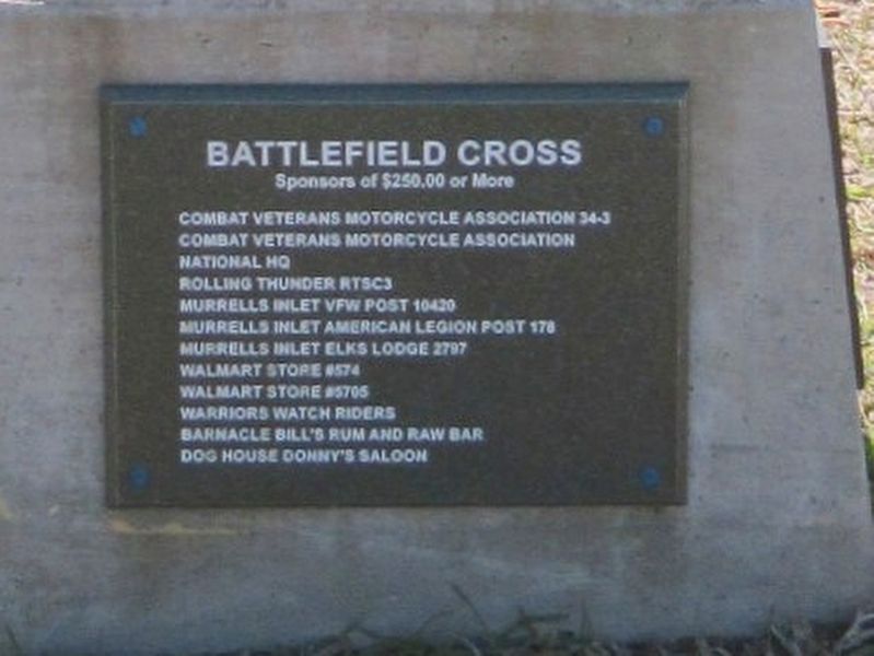 Battlefield Cross Sponsors Plaque. Click for full size. Battlefield Cross Sponsors Plaque image. Click for full size.
