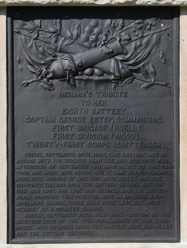8th Indiana Battery Marker. Click for full size. 8th Indiana Battery Marker image. Click for full size.