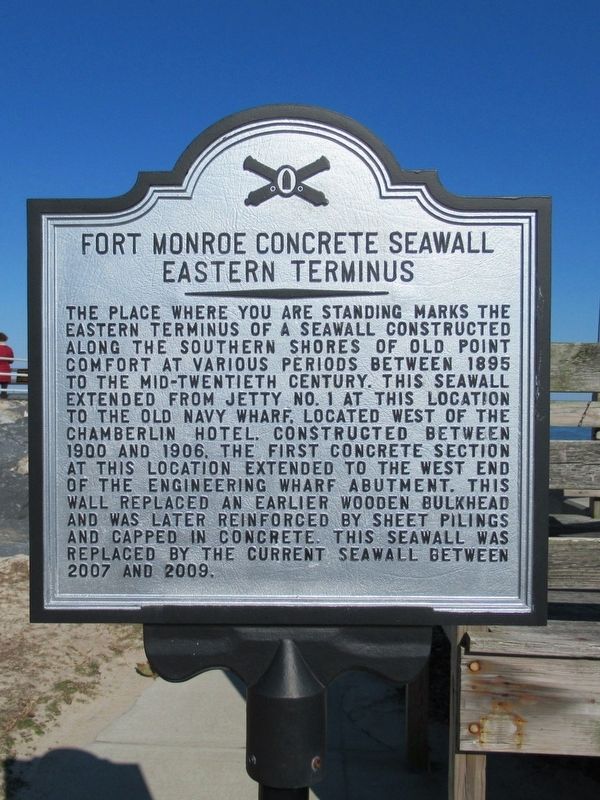 Fort Monroe Concrete Seawall Eastern Terminus Marker image. Click for full size.