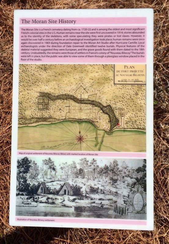 A nearby sign, in the memorial garden, providing more information about the Moran Site. image. Click for full size.