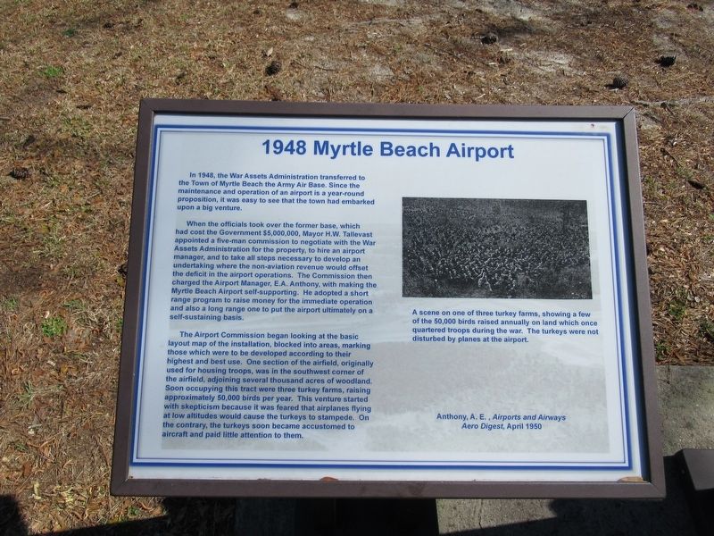1948 Myrtle Beach Airport Marker image. Click for full size.